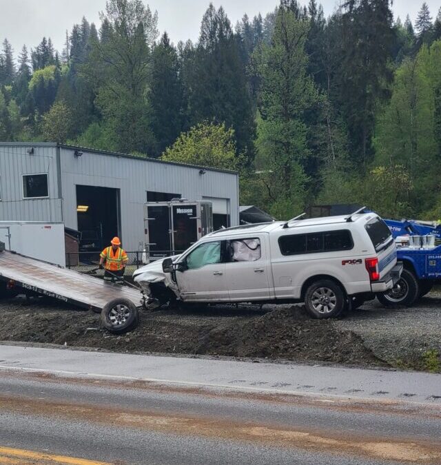 Spill Cleanup for Crashed Pickup Truck